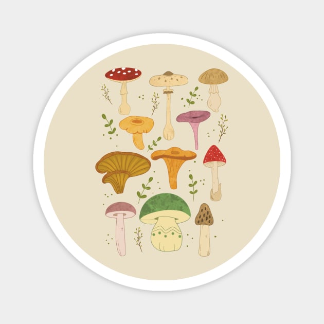 Mushroom print Magnet by Carlotta Illustration